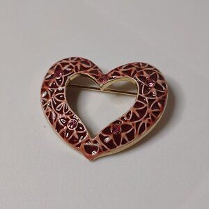 Cute Pink Heart Brooch